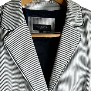 Talbots Plus blazer white navy pinstriped Size 18W lined
